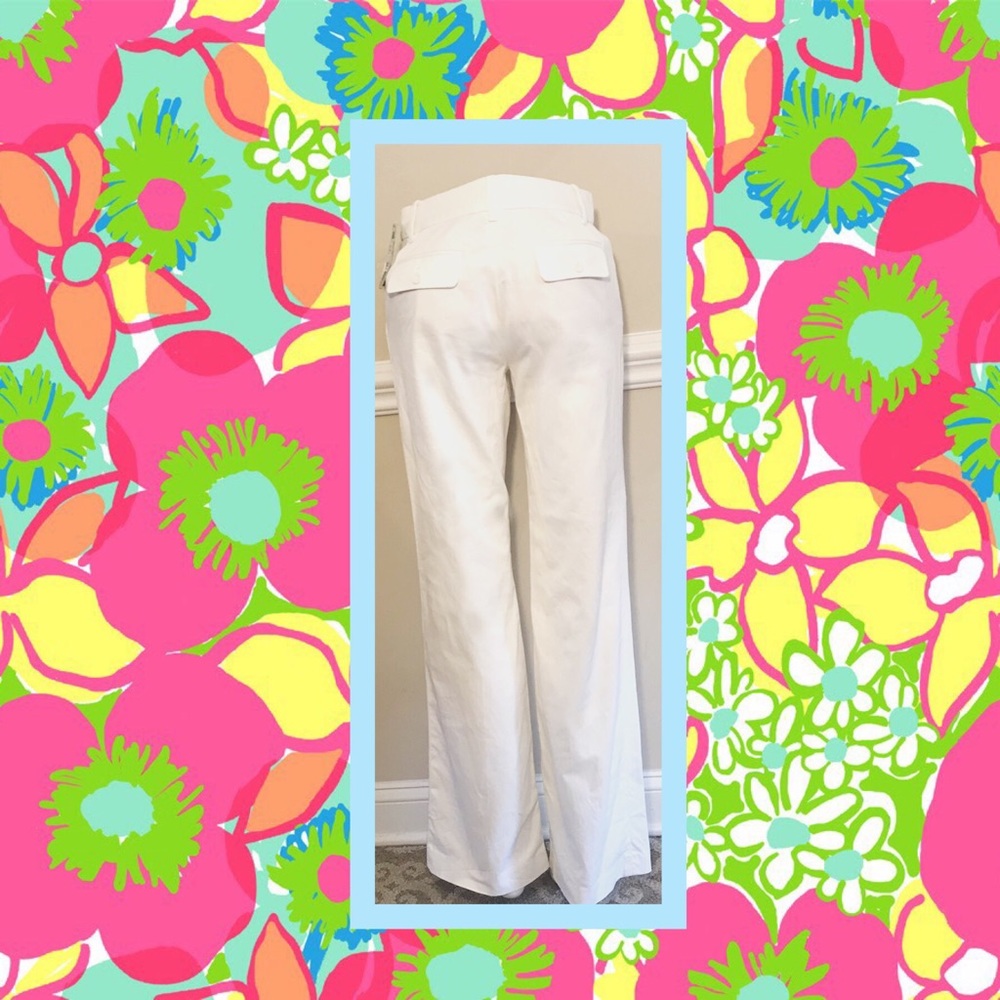 LILLY PULITZER WHITE MAIN LINE COTTON PANTS - Picture 4 of 5